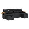 vidaXL 6 pcs conjunto sof&aacute;s de jardim c/ almofad&otilde;es vime PE preto