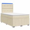 vidaXL Cama Box com LED e Colch&atilde;o Creme 120 x 200 cm Tecido