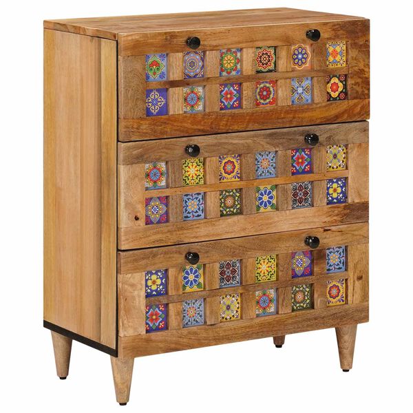 vidaXL Buffet Natural 60 x 33 x 75 cm Madeira de manga maci&ccedil;a