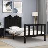 vidaXL Estrutura de cama com cabeceira 90x190 cm madeira maciça preto