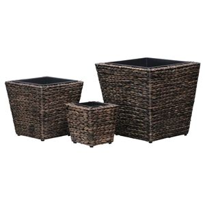 vidaXL Vasos/floreiras 3 pcs jacinto de &aacute;gua castanho