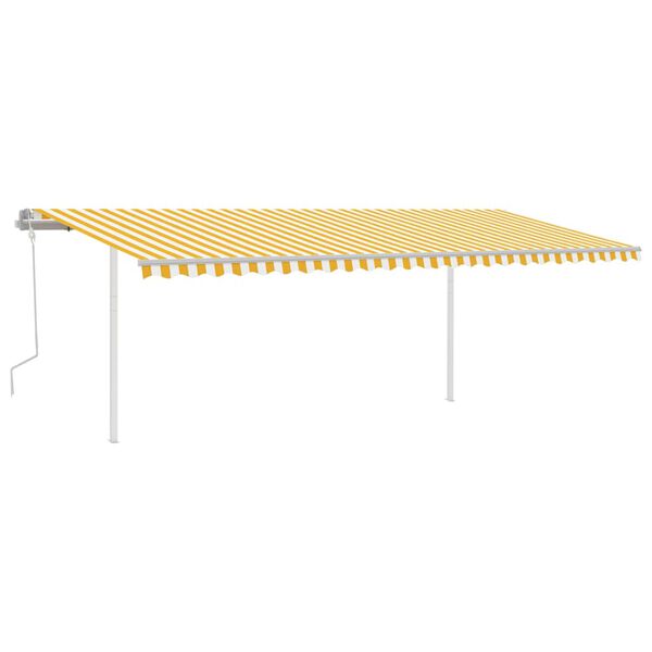vidaXL Toldo retr&aacute;til manual com LED 6x3 m amarelo e branco