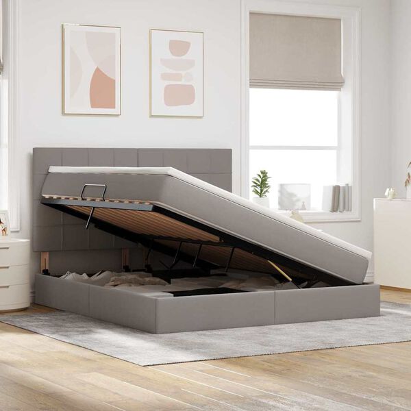 vidaXL Cama com arruma&ccedil;&atilde;o e colch&atilde;o Cinzento-acastanhado 180 x 200 cm