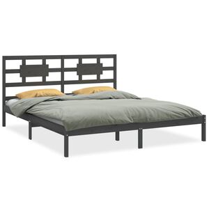vidaXL Estrutura de cama 200x200 cm madeira maci&ccedil;a cinzento