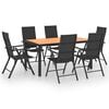vidaXL 7 pcs conjunto de jantar para jardim preto e castanho