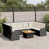 vidaXL 7 pcs conjunto lounge de jardim c/ almofad&otilde;es vime PE preto