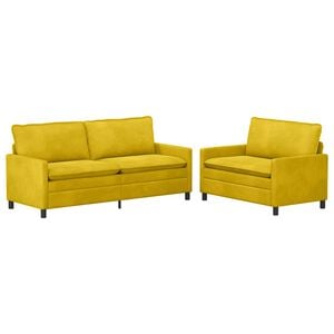 vidaXL Conjunto de Sof&aacute;s 2 unid. Amarelo Veludo