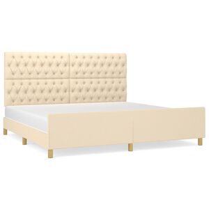 vidaXL Estrutura de cama com cabeceira 200x200 cm tecido cor creme