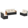 vidaXL 7 pcs conjunto de sof&aacute;s p/ jardim c/ almofad&otilde;es vime PE preto