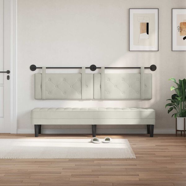 vidaXL Cabeceira Suspensa Creme 170 x 55 x 5 cm Veludo