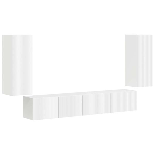 vidaXL Conjunto de m&oacute;vel de TV 4 pcs Branco Madeira processada