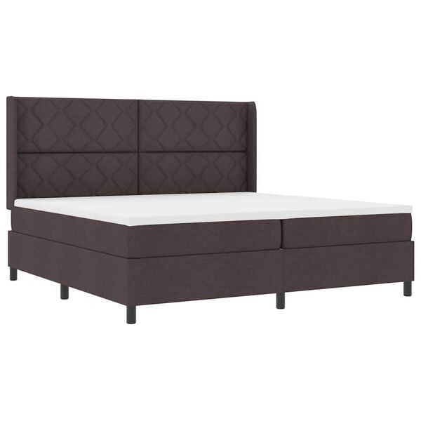 vidaXL Cama Box com colch&atilde;o Castanho escuro 200 x 200 cm tecido