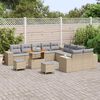 vidaXL Conjunto de Sof&aacute; de Jardim com almofada 13 pcs Bege vime PE
