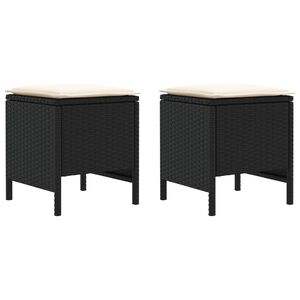 vidaXL Pufe de Jardim 2 Pe&ccedil;a Preto e Creme 38 x 38 x 45 cm