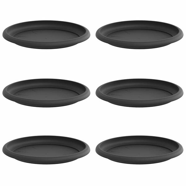 vidaXL Bandeja Redonda de Flores 6 pcs Preto &Oslash; 17,5 x 2 cm Pl&aacute;stico