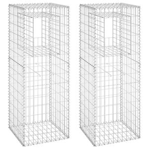 vidaXL Postes/cestos gabi&atilde;o 2 pcs 50x50x140 cm ferro