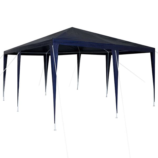 vidaXL Tenda de Festa Azul e Branco 400 x 400 x 266 cm Poliéster e Aço