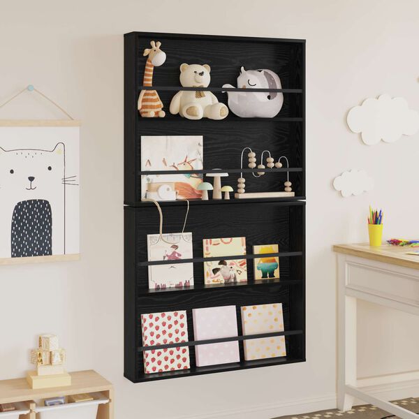 vidaXL Estante de Revistas 2 pcs Carvalho Preto 80 x 12 x 70 cm