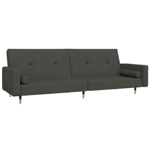 vidaXL Sof&aacute;-cama 2 lugares com duas almofadas veludo cinzento-escuro