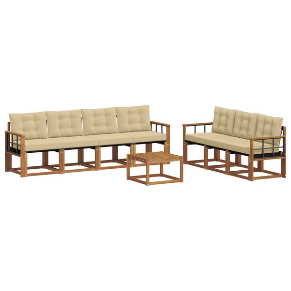 vidaXL Conjunto de Sof&aacute;s para Exterior 8 pcs Natural e Bege