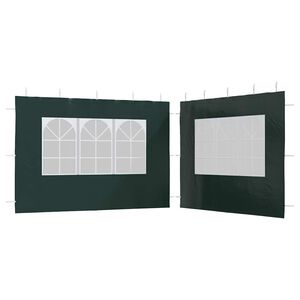 vidaXL Parede lateral com janela p/ tenda de festas 2 pcs PE verde