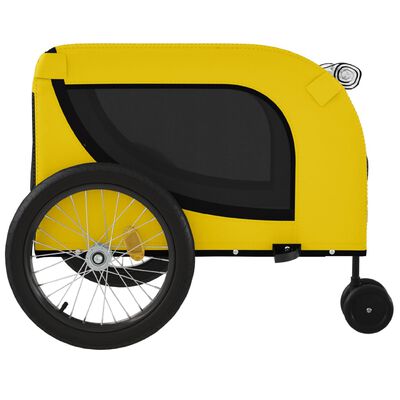 vidaXL Reboque bicicleta p/ animais tecido oxford/ferro amarelo/preto
