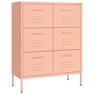 vidaXL Arm&aacute;rio com gavetas a&ccedil;o 80x35x101,5 cm rosa