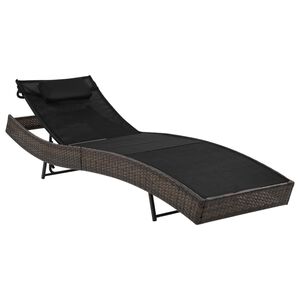 vidaXL Espregui&ccedil;adeira com almofada vime PE castanho
