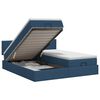 vidaXL Cama ottoman com colch&atilde;o com cabeceira 2 unid. Azul Tecido