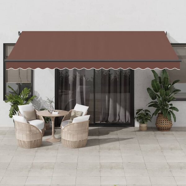 vidaXL Toldo retr&aacute;til autom&aacute;tico com luzes LED 450x350 cm castanho