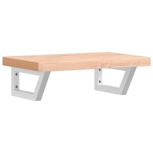 vidaXL Prateleira de parede p/ lavat&oacute;rio a&ccedil;o/madeira de faia maci&ccedil;a