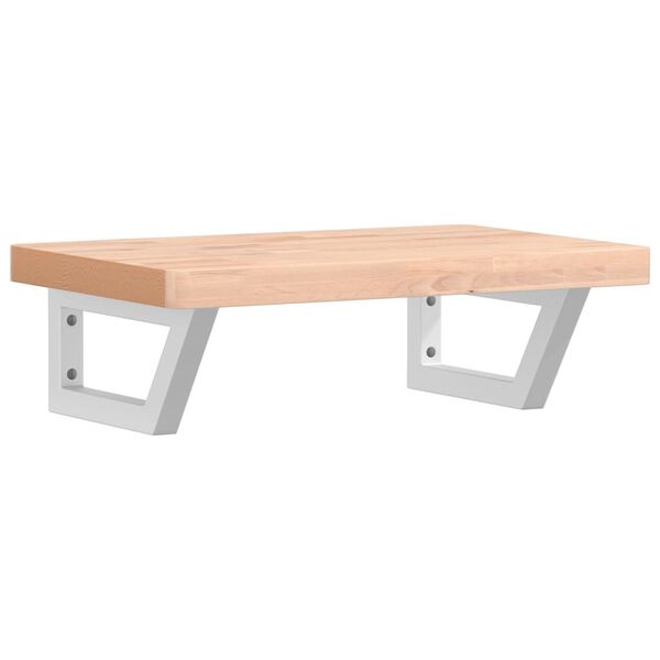 vidaXL Prateleira de parede p/ lavat&oacute;rio a&ccedil;o/madeira de faia maci&ccedil;a