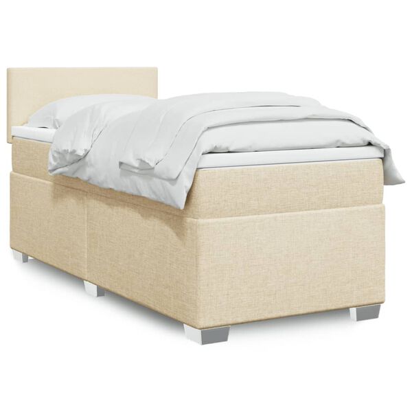vidaXL Cama com molas/colch&atilde;o 90x190 cm tecido cor creme