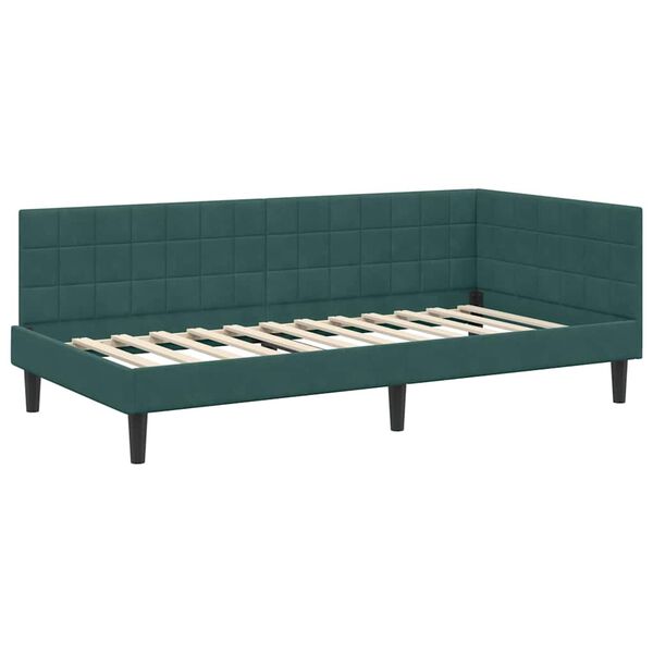 vidaXL Estrutura de Cama de Canto Verde Escuro 100 cm x 200 cm Veludo
