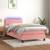 vidaXL Cama box spring c/ colch&atilde;o/LED 90x190 cm veludo rosa