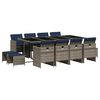 vidaXL Conjunto de jantar para jardim com 13 pe&ccedil;as e almofadas em rattan sint&eacute;tico cinza