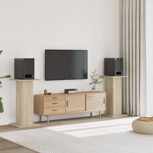 vidaXL Suportes de colunas 2 pcs derivados madeira carvalho sonoma