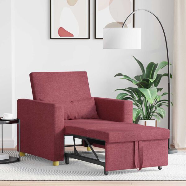 vidaXL Sof&aacute;-camas retr&aacute;til individual vermelho tinto 90 x 165 x 87 cm