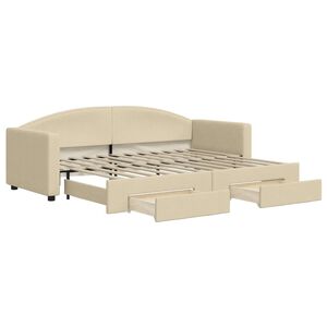 vidaXL Sof&aacute;-cama com gavet&atilde;o e gavetas 80x200 cm tecido cor creme