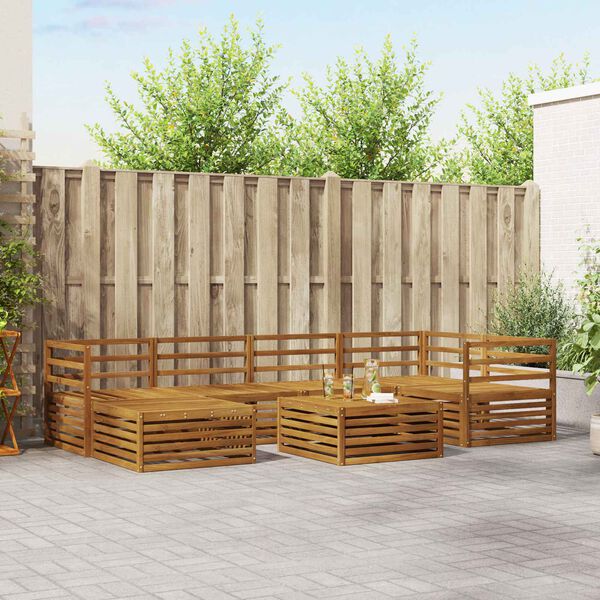 vidaXL Conjunto de Sof&aacute;s para Exterior 7 pcs Natural