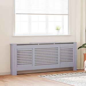 vidaXL Cobertura de radiador MDF 205 cm cinzento