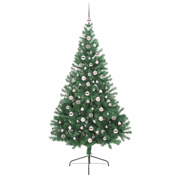 vidaXL &Aacute;rvore de Natal Artificial Pr&eacute;-iluminada Verde 240 cm PVC