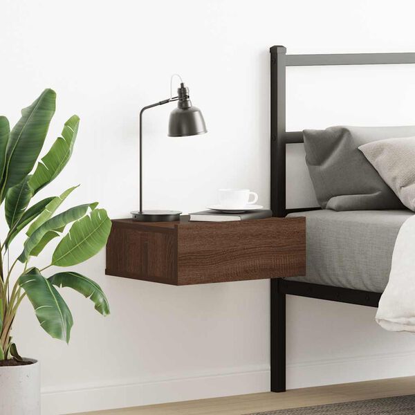 vidaXL Mesas cabeceira suspensas 40x30x15 cm cor carvalho castanho