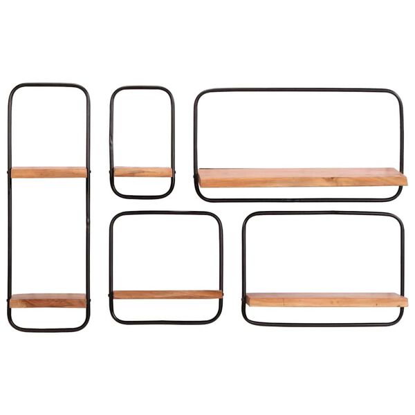 vidaXL Prateleiras parede 5 pcs madeira de ac&aacute;cia maci&ccedil;a