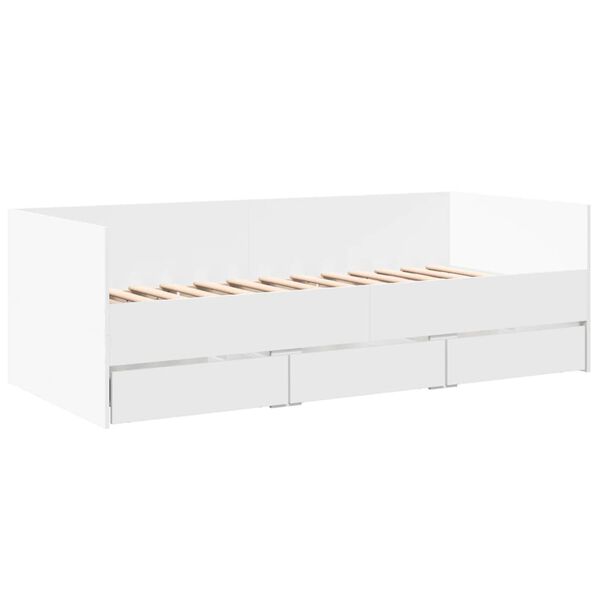 vidaXL Sof&aacute;-cama com gavetas sem colch&atilde;o 100x200 cm branco