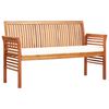 vidaXL Banco de jardim 3 lugares c/ almofad&atilde;o 150 cm ac&aacute;cia maci&ccedil;a
