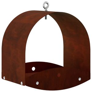 vidaXL Comedouro suspenso para p&aacute;ssaros A&ccedil;o Corten Ferro Enferrujado