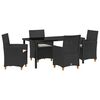 vidaXL Conjunto de Jantar para Jardim 5 pcs Preto vime PE