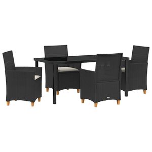 vidaXL Conjunto de Jantar para Jardim 5 pcs Preto vime PE