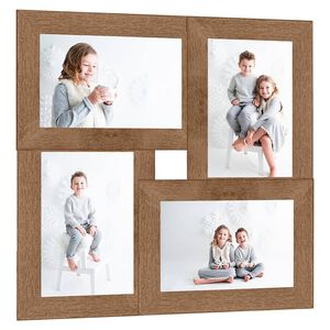 vidaXL Moldura para 4x(10x15 cm) fotografias MDF castanho-claro